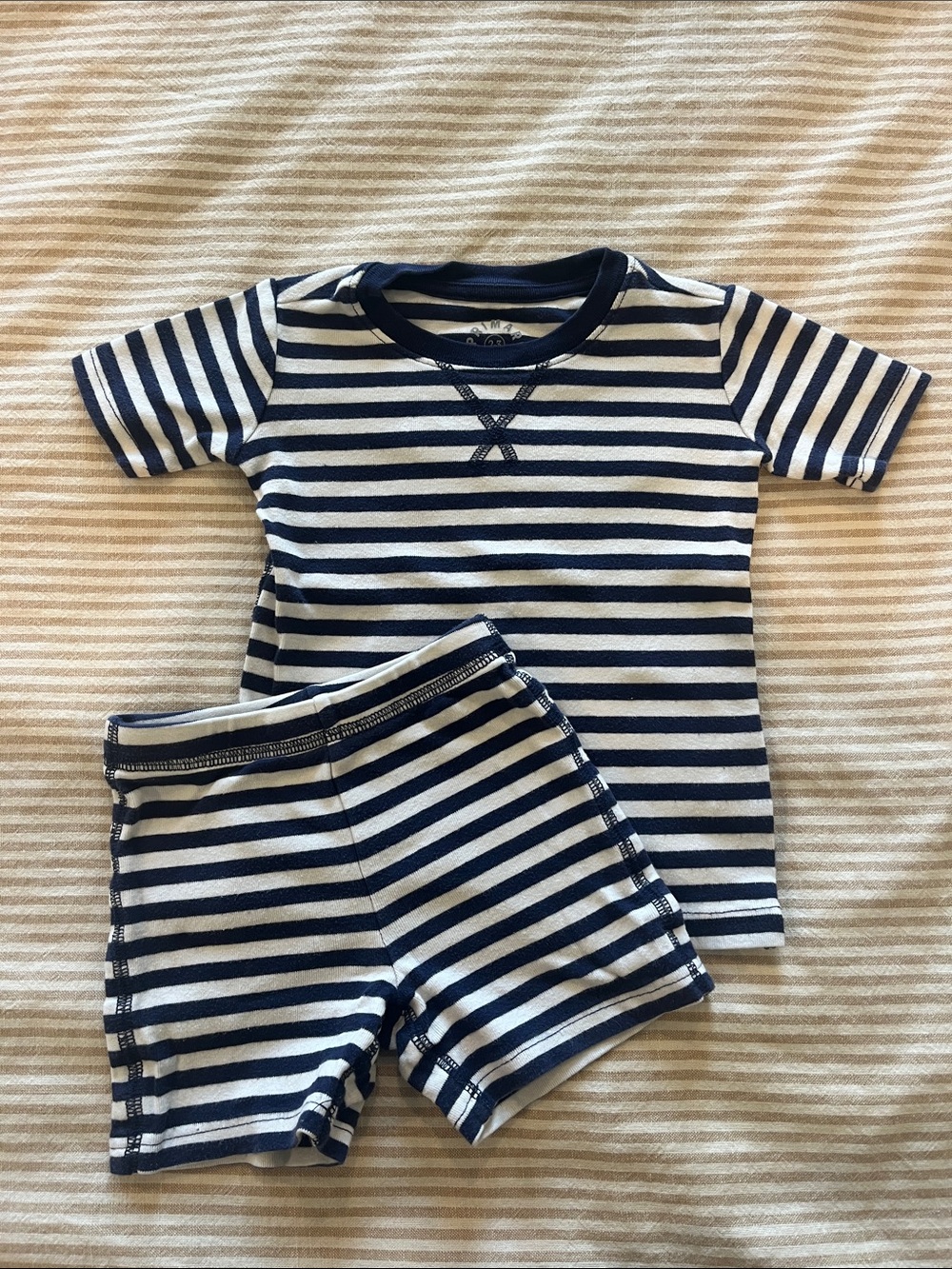 Primary Navy and White Striped Short Pajama Set